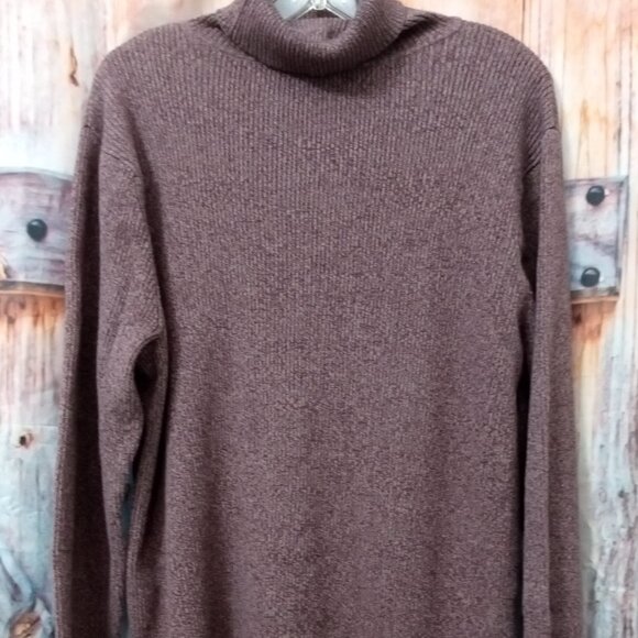 Norm Thompson 2X  Ribbed Brown Turtleneck Long Sleeve Cotton Knit - Picture 1 of 5